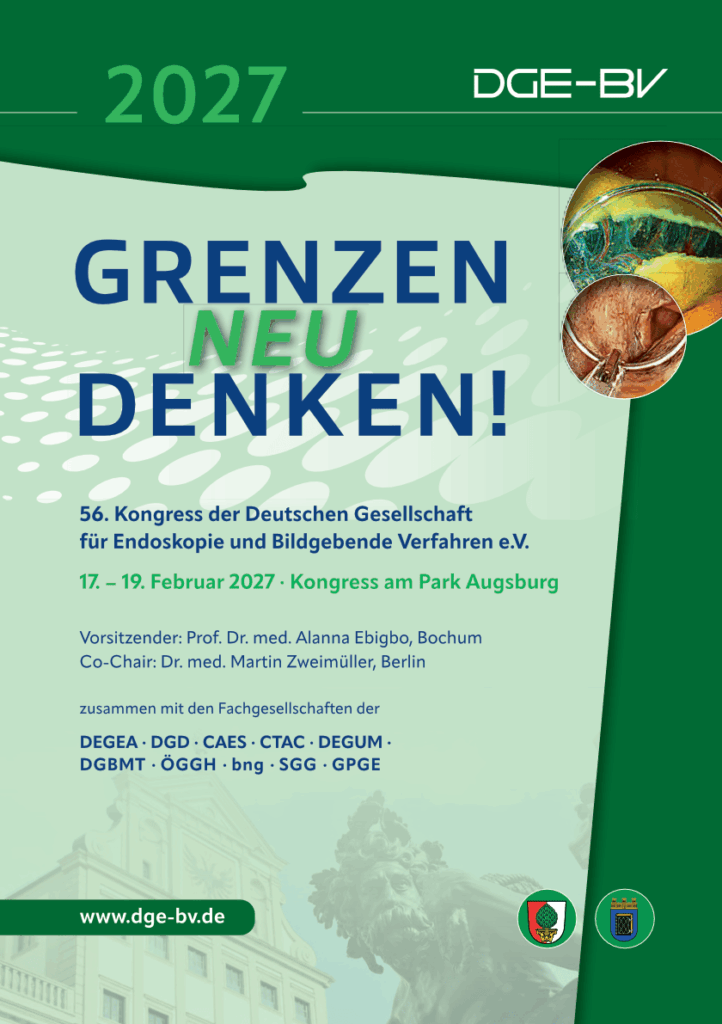 56. Kongress der Deutschen Gesellschaft für Endoskopie und Bildgebende Verfahren e.V., 17. – 19. Februar 2027 · Kongress am Park Augsburg ©2026 COCS GmbH
